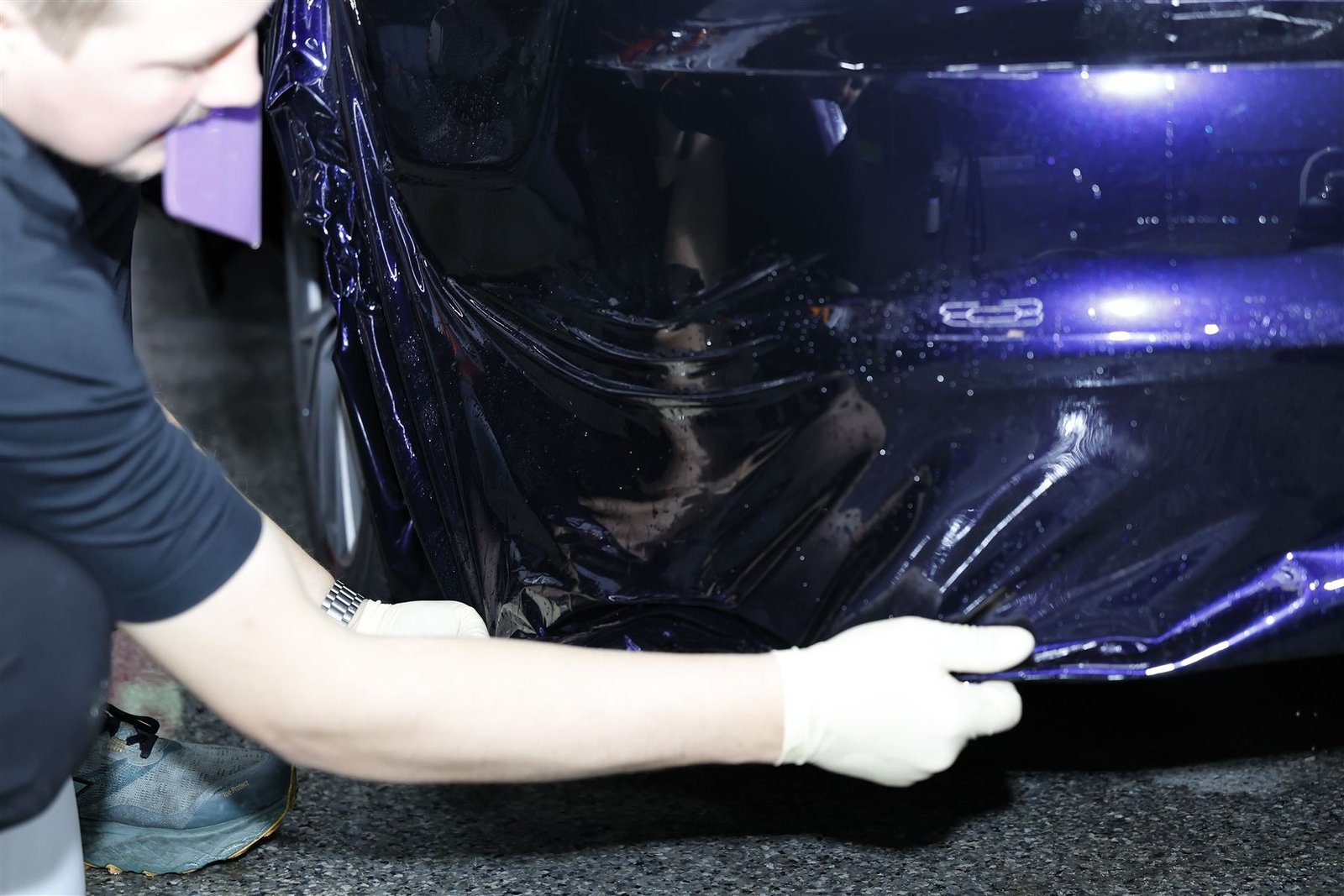 Installing purple wrap on an Audi A7