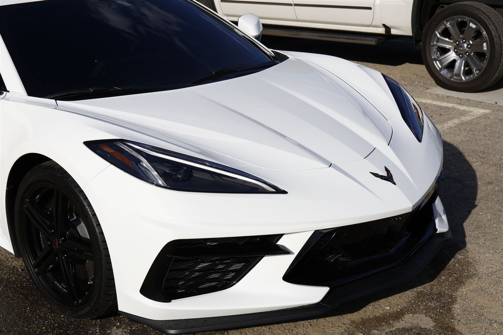 White Corvette C8 with paint protection film