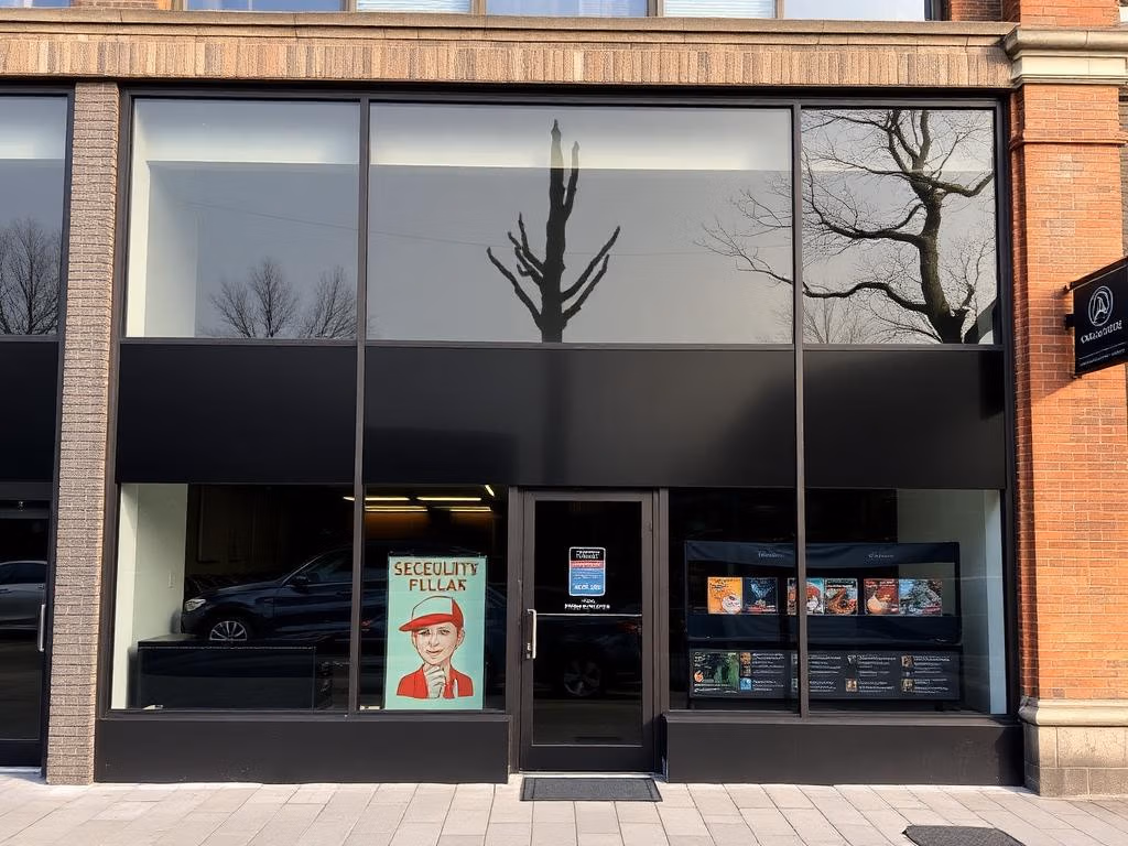 Storefront windows with commercial window film